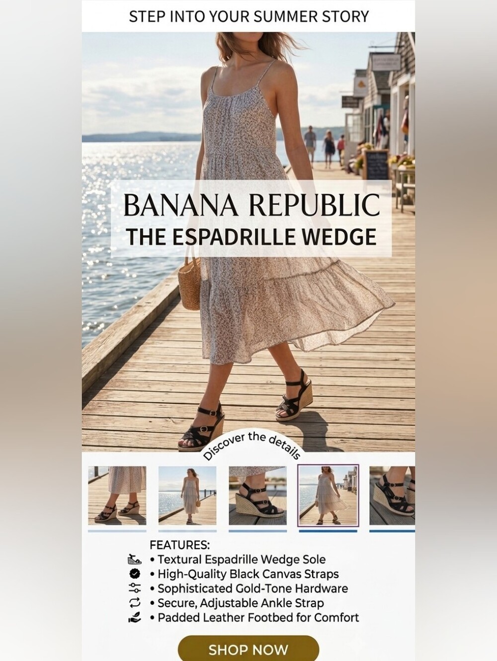 Banana Republic Wedged Heel Espadrilles  Size 6.5  New Condition